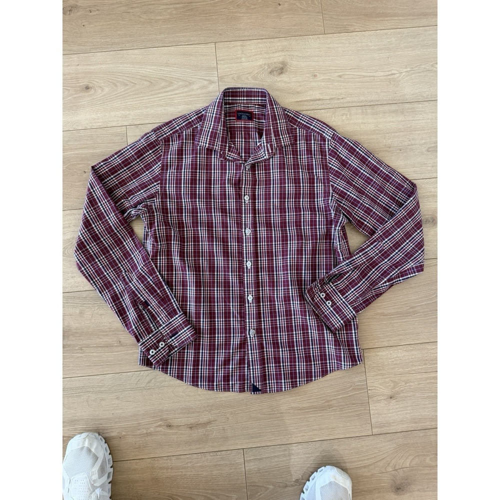 UNTUCKit Men's Small Long Sleeve Dress Shirt Non-Iron, Button Down Plaid